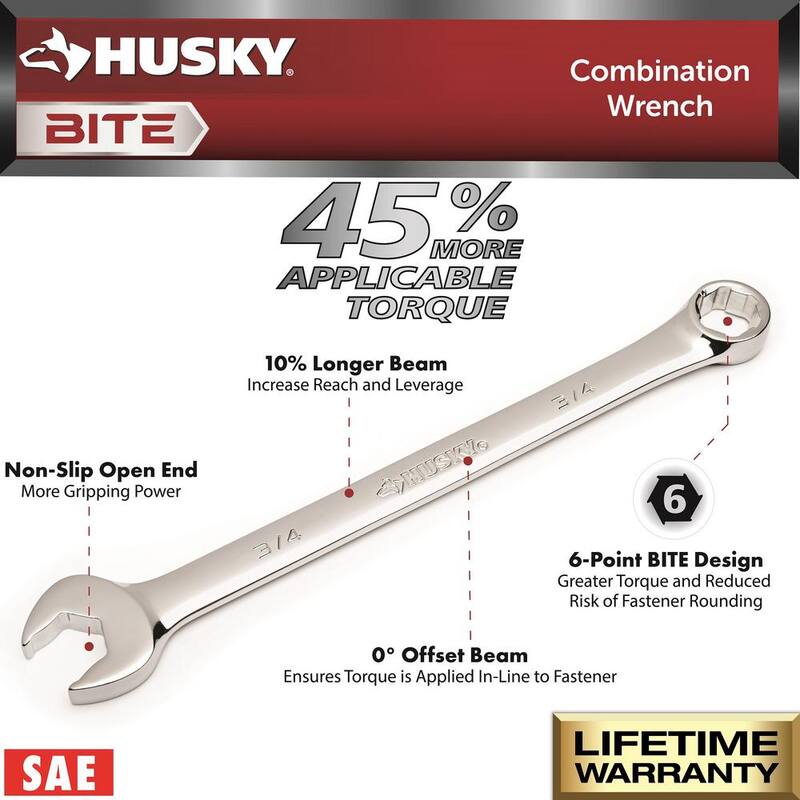 Juego de llaves combinadas Husky BITE SAE (10 piezas) - HBCW10XLS
