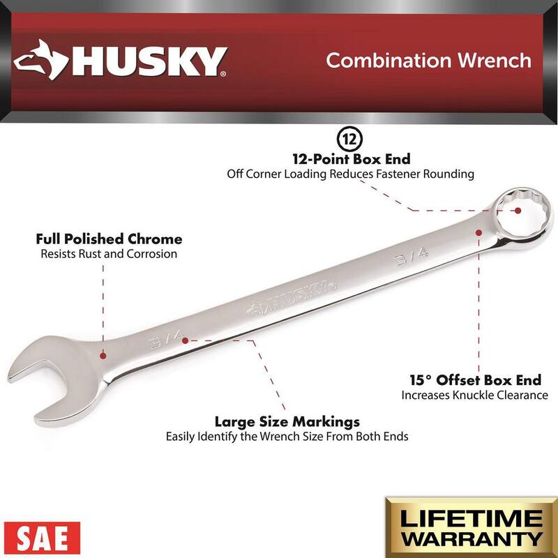 Juego de Llaves Combinadas Husky Master SAE (19 Piezas) - HCWSAEMS