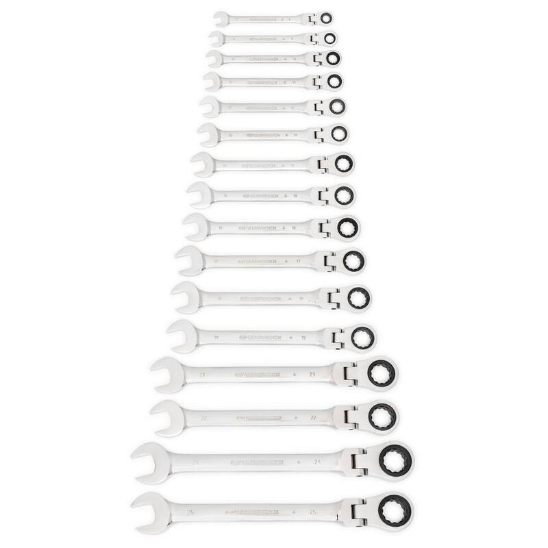 Juego de herramientas de llave de trinquete combinada con cabeza flexible de 72 dientes métrica GEARWRENCH (16 piezas) - 9902D