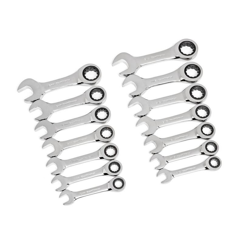 Set de herramientas GEARWRENCH SAE/Métricas de combinación de trinquetes cortos de 72 dientes (14 piezas) - 85206
