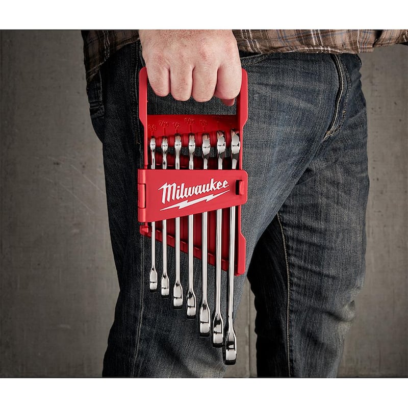 Juego de herramientas de mecánica con llave de trinquete combinada SAE de Milwaukee (7 piezas) - 48-22-9406
