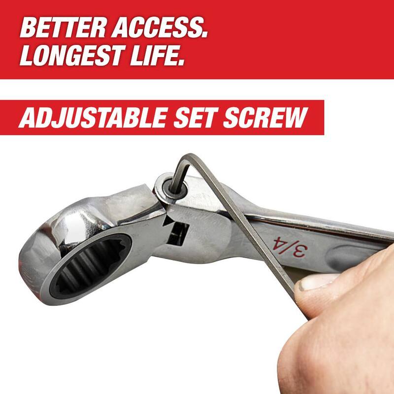 Juego de llaves combinadas de trinquete de cabeza flexible de 144 posiciones Milwaukee SAE (7 piezas) - 48-22-9429