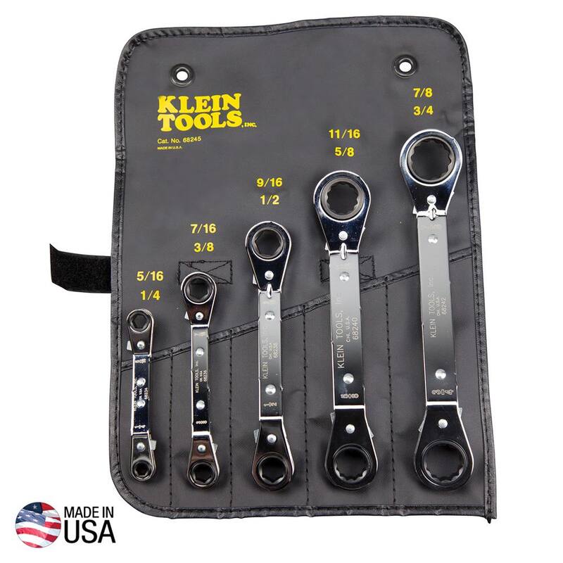 Juego de 5 llaves de caja desplazadas con trinquete completamente reversibles de Klein Tools - 68245