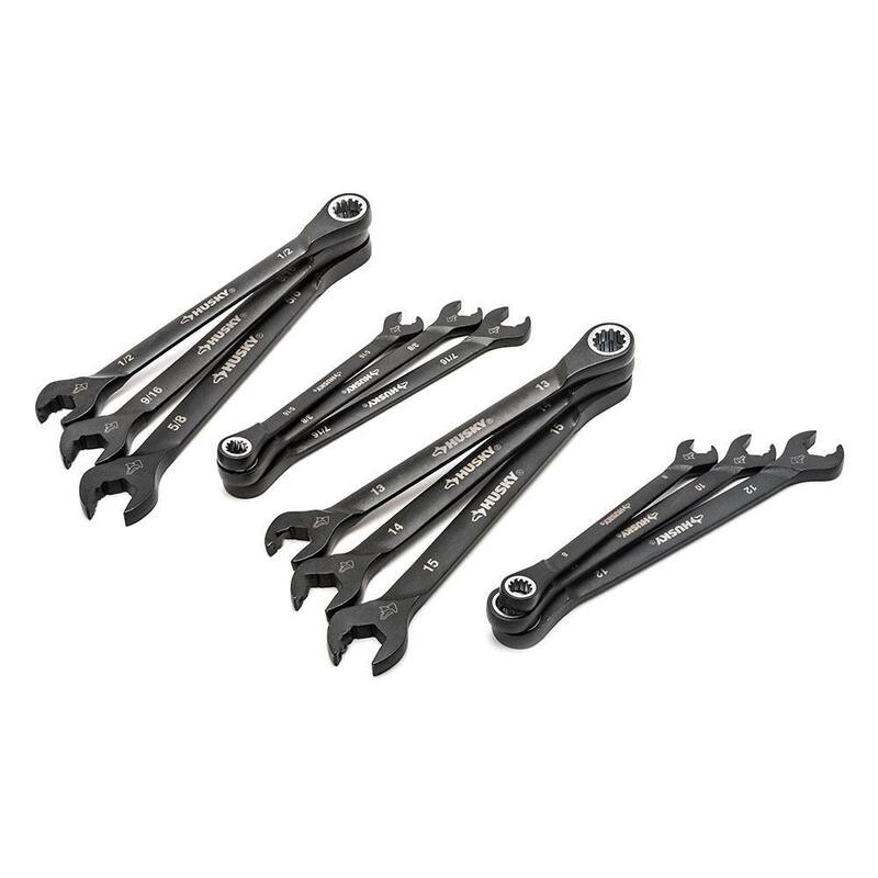 Set de llaves de trinquete doble de 100 posiciones Husky SAE/MM (12 piezas) - H100DRW12PCN