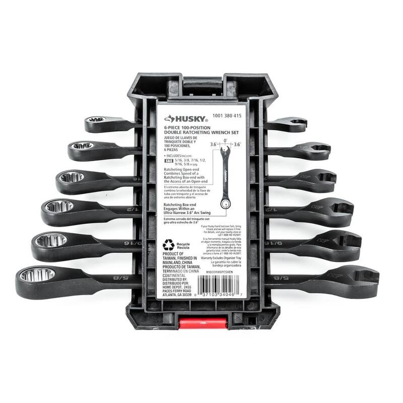 Set de llaves de trinquete doble de 100 posiciones Husky SAE/MM (12 piezas) - H100DRW12PCN
