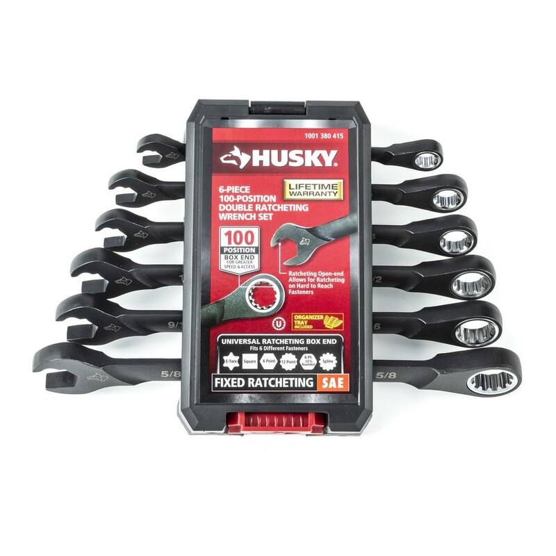 Set de llaves de trinquete doble de 100 posiciones Husky SAE/MM (12 piezas) - H100DRW12PCN