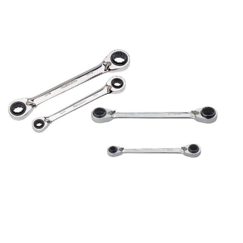 Juego de llaves de trinquete Husky SAE/MM Quad Drive (4 piezas) - HQRRW4PC
