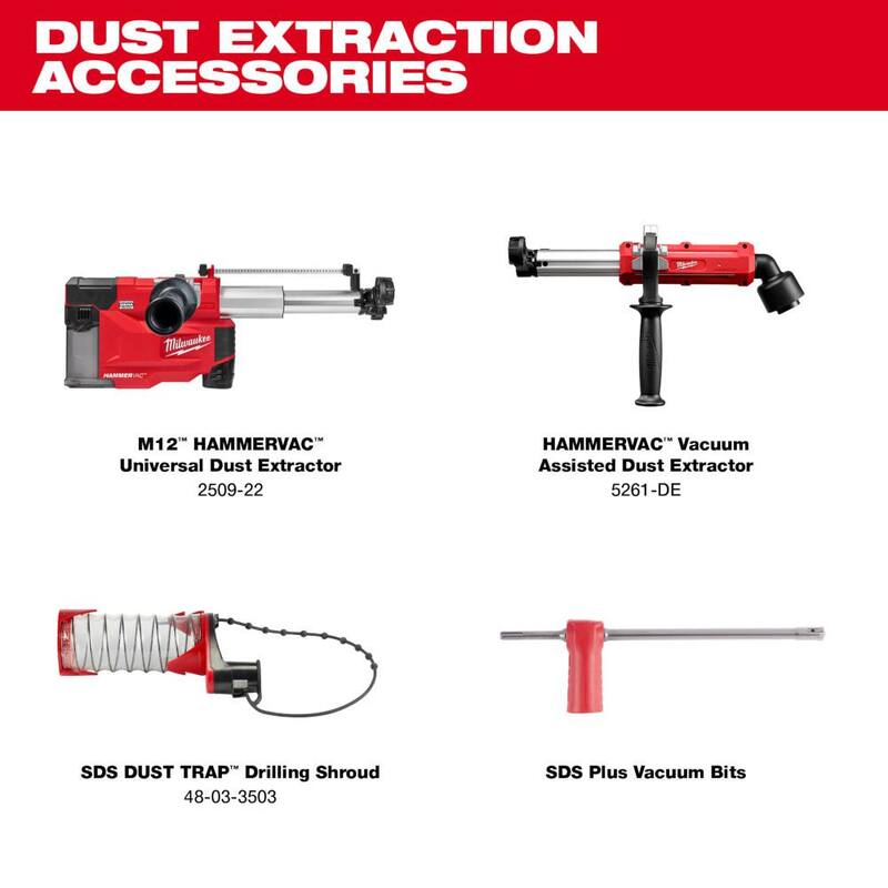Martillo rotativo inalámbrico Milwaukee M18 18V de 1 pulgada SDS-Plus con sistema Brushless de iones de litio y mango en D (herramienta solamente) - 2613-20.