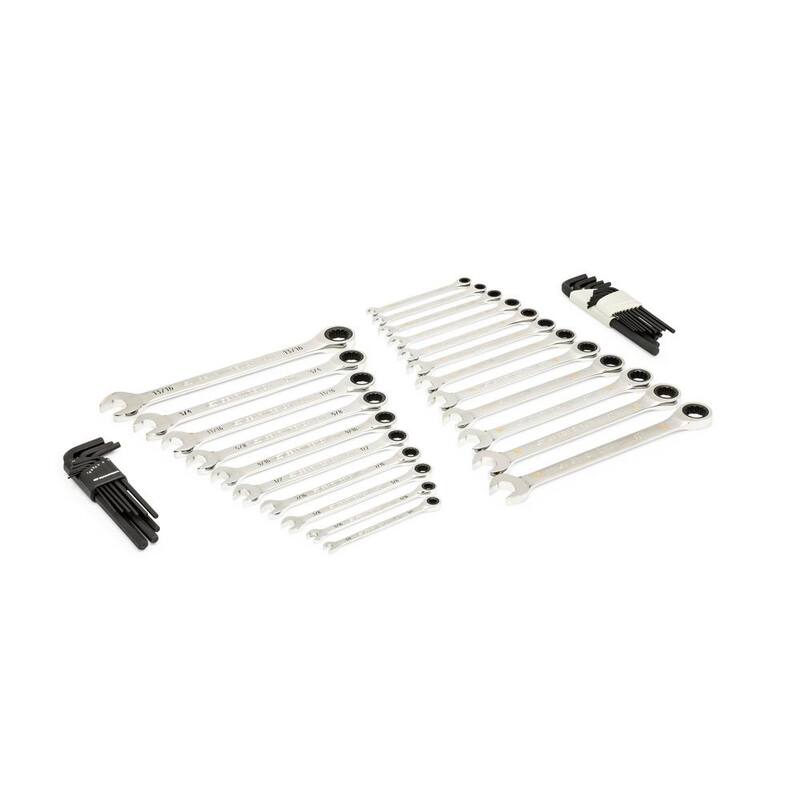 Juego de Llaves de Trinquete Combinadas SAE/Métricas de 44 piezas y Llaves Hexagonales de Brazo Largo con Bandeja de Espuma EVA - 86528
