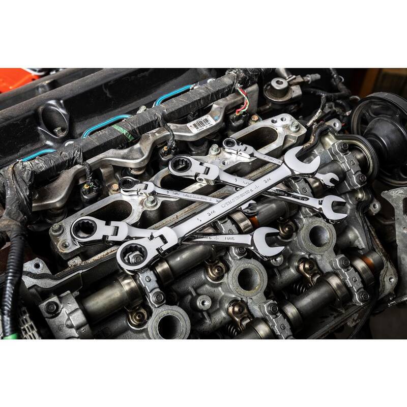 Set de llaves combinadas de trinquete de cabeza flexible métricas/SAE de 12 puntos de GEARWRENCH (29 piezas) - 97929DC