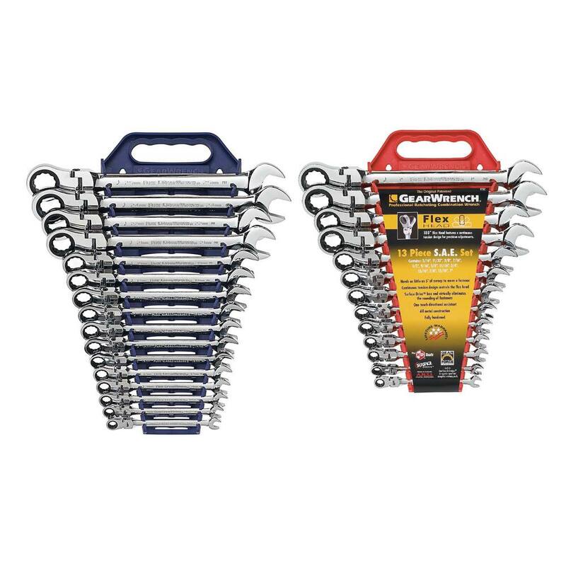 Set de llaves combinadas de trinquete de cabeza flexible métricas/SAE de 12 puntos de GEARWRENCH (29 piezas) - 97929DC