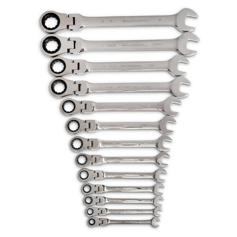 Set de llaves combinadas de trinquete de cabeza flexible métricas/SAE de 12 puntos de GEARWRENCH (29 piezas) - 97929DC