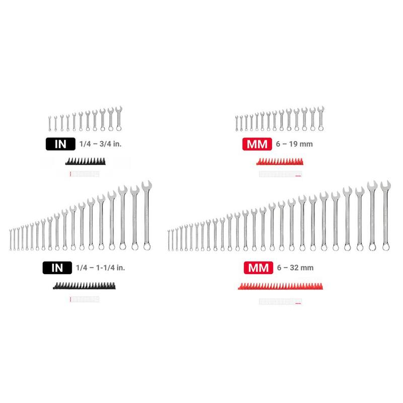 Juego de llaves de combinación de longitud estándar y corta de 1/4 a 1-1/4 pulgadas, 6 a 32 mm TEKTON con organizador modular ranurado (71 piezas) - WCB95902