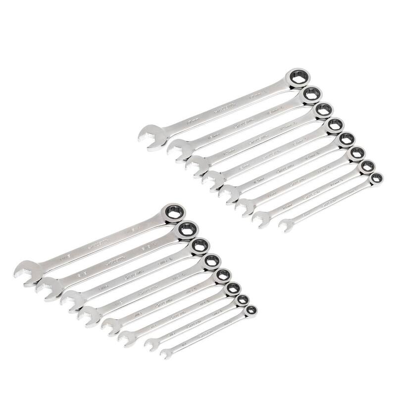 Juego de llaves de trinquete Husky BITE SAE y métricas de 72 dientes (16 piezas) - HBRW16XLSMCB