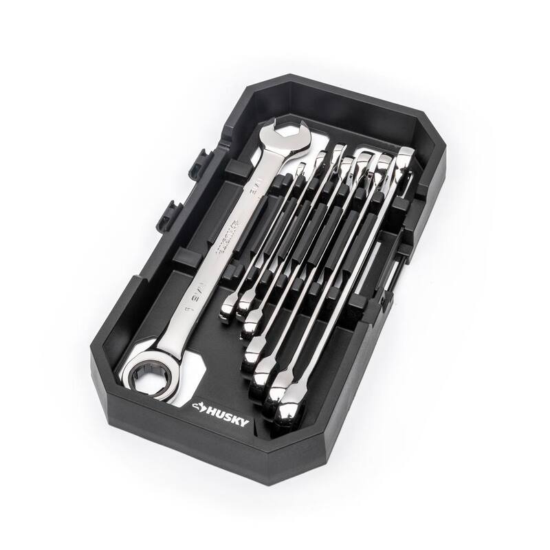Juego de llaves de trinquete Husky BITE SAE y métricas de 72 dientes (16 piezas) - HBRW16XLSMCB