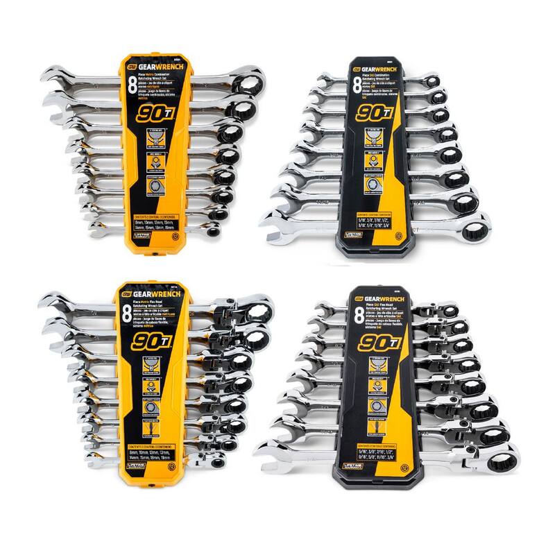 Juego de llaves de trinquete estándar y de cabeza flexible SAE/MM de 90 dientes GEARWRENCH 90T (32 piezas) - 86667-06CB