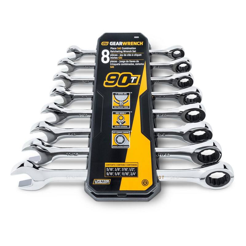 Juego de llaves de trinquete estándar y de cabeza flexible SAE/MM de 90 dientes GEARWRENCH 90T (32 piezas) - 86667-06CB