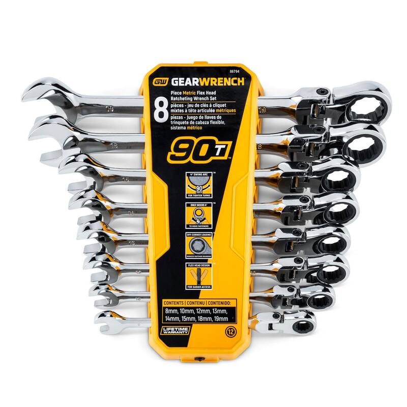 Juego de llaves de trinquete estándar y de cabeza flexible SAE/MM de 90 dientes GEARWRENCH 90T (32 piezas) - 86667-06CB