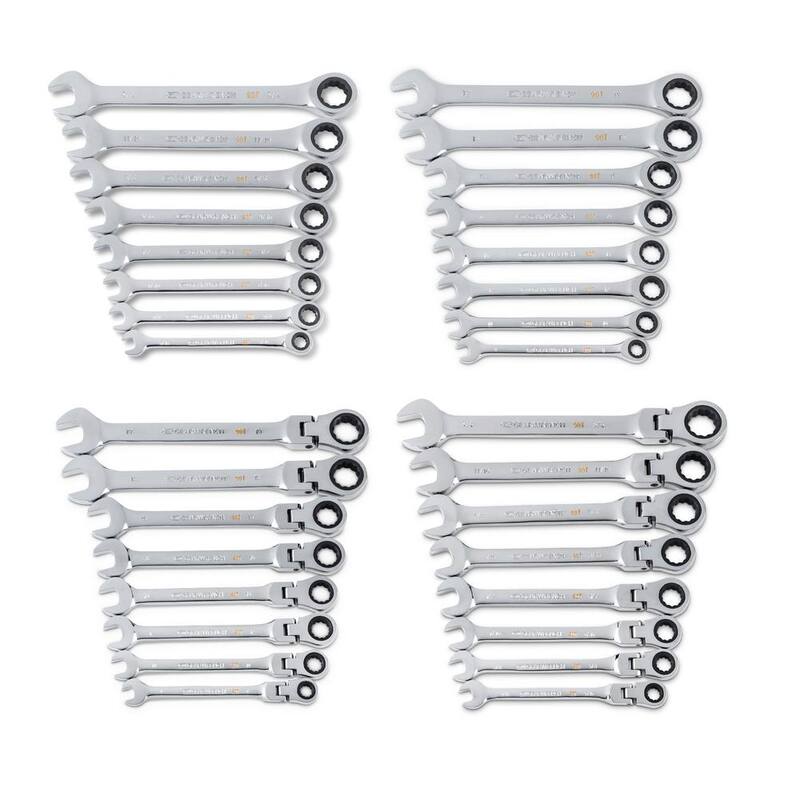 Juego de llaves de trinquete estándar y de cabeza flexible SAE/MM de 90 dientes GEARWRENCH 90T (32 piezas) - 86667-06CB