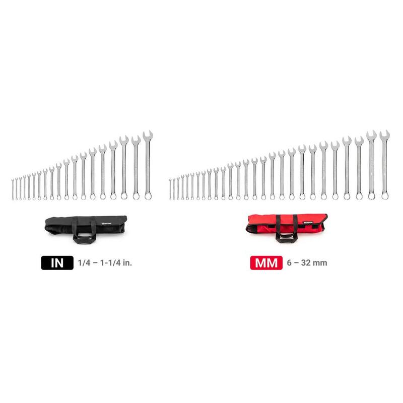 Juego de llaves combinadas TEKTON de 1/4 a 1-1/4 pulgadas, 6-32 mm con estuche (46 piezas) - WCB94303
