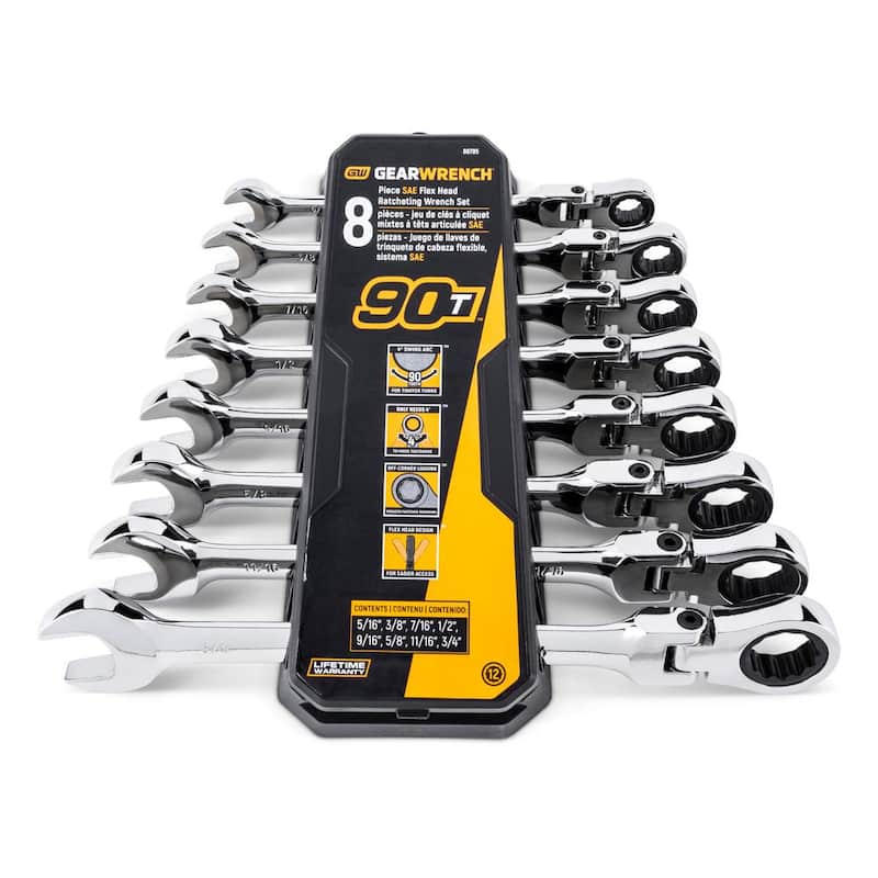 Juego de llaves combinadas de trinquete estándar y flexibles SAE/MM Master de GEARWRENCH (32 piezas) - 86667COMBO