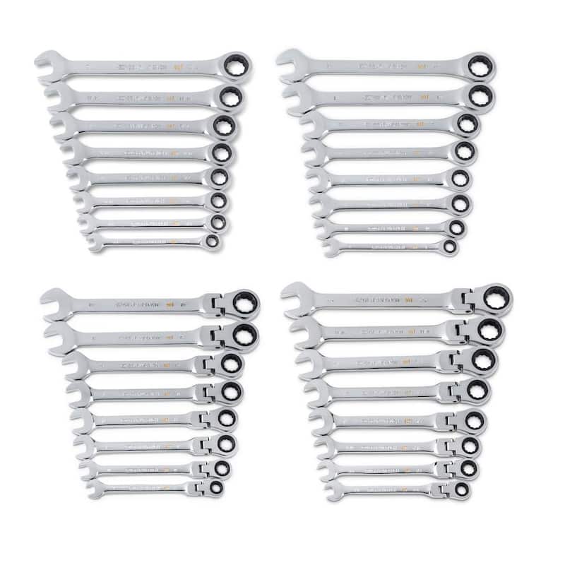 Juego de llaves combinadas de trinquete estándar y flexibles SAE/MM Master de GEARWRENCH (32 piezas) - 86667COMBO