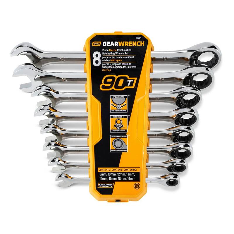 Juego de llaves combinadas de trinquete estándar y flexibles SAE/MM Master de GEARWRENCH (32 piezas) - 86667COMBO