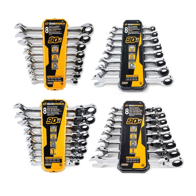 Juego de llaves combinadas de trinquete estándar y flexibles SAE/MM Master de GEARWRENCH (32 piezas) - 86667COMBO