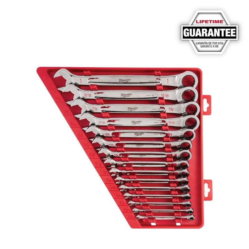 Juego de llaves de trinquete combinadas SAE/Métricas de Milwaukee con juego de llaves de trinquete de cabeza flexible métricas (45 piezas) - 48-22-9416-48-22-9516SB