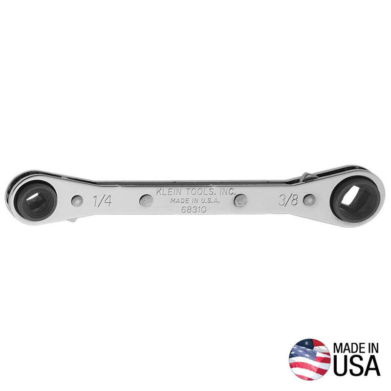 Llave de refrigeración de trinquete cuadrada 3/16 in. y 5/16 in. x 1/4 in. y 3/8 in. - 68310 de Klein Tools.