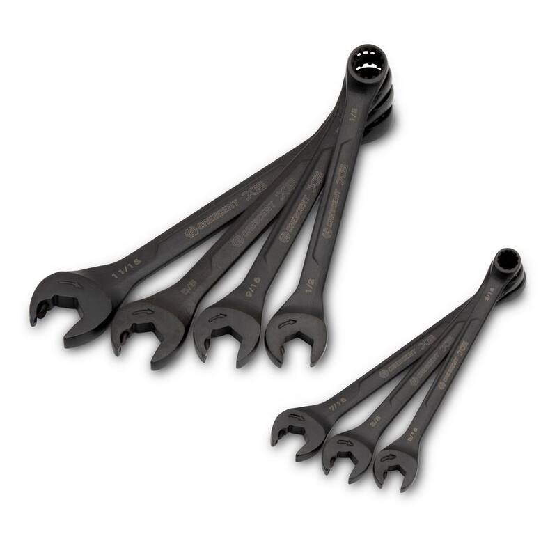Juego de llaves combinadas Crescent X6 SAE con trinquete de extremo abierto y llave de almacenamiento (7 piezas) - CX6RWS7