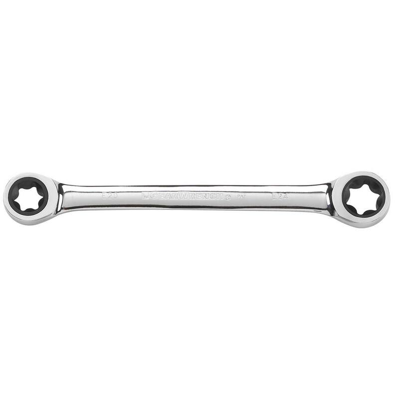 Juego de llaves de trinquete de doble extremo de caja con 72 dientes y 6 puntos E-Torx (4 piezas) - 9224D