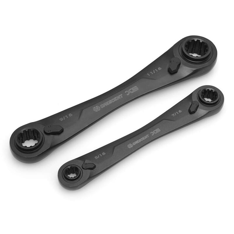 Juego de llaves de trinquete de estrias oxidadas negras Crescent X6 4 en 1 (2 piezas) - CX6DBS2