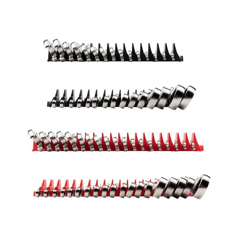 Set de llaves combinadas de trinquete de 12 puntos con cabezal flexible TEKTON de 34 piezas (1/4-1 pulg., 6-24 mm) con organizador modular ranurado - WRC95305