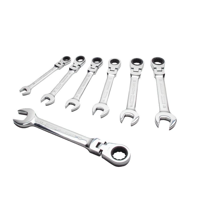 Juego de llaves combinadas de trinquete y cabeza flexible métricas DEWALT (7 piezas) - DWMT74196