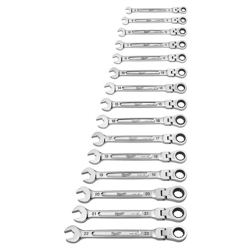 Set de llaves combinadas articuladas de 144 posiciones Milwaukee métrico con set de desarmadores (25 piezas) - 48-22-9513-48-22-2710