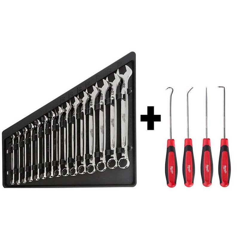 Juego de herramientas mecánicas Milwaukee Combination Métrico con llave y juego de ganchos y pick (19 piezas) - 48-22-9515-48-22-9215