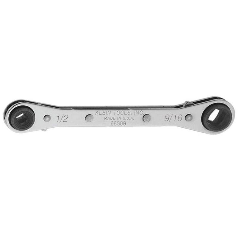 Llave de refrigeración con trinquete cuadrado de 3/16 y 1/4 de pulgada y hexagonal de 1/2 y 9/16 de pulgada de Klein Tools - 68309