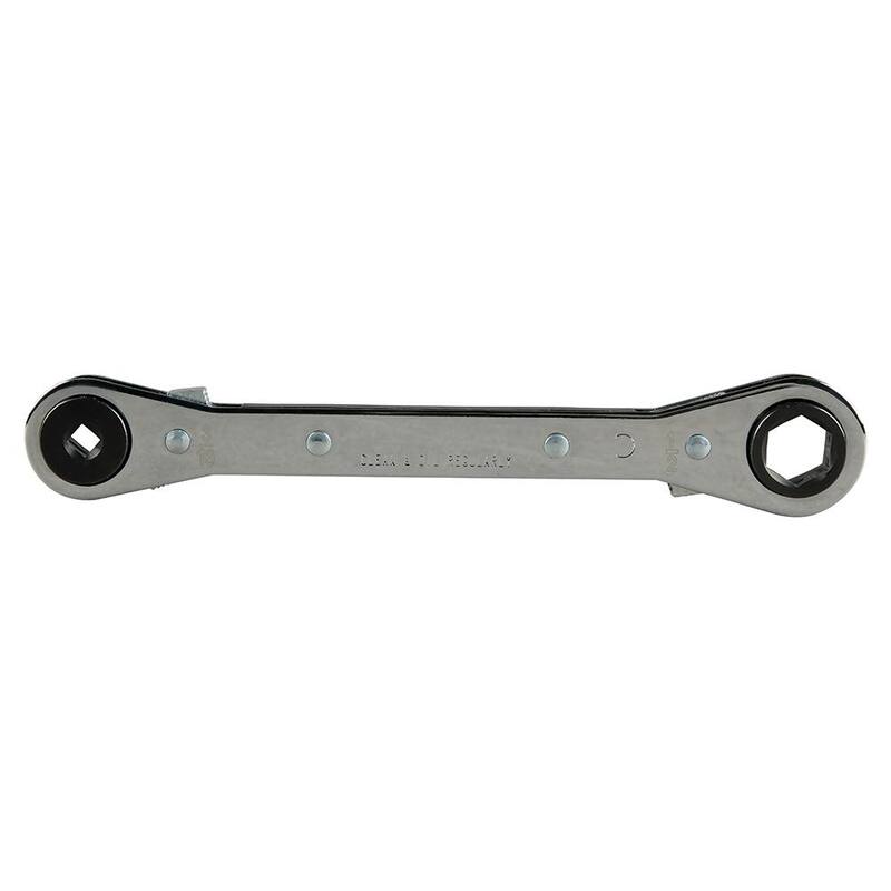 Llave de refrigeración con trinquete cuadrado de 3/16 y 1/4 de pulgada y hexagonal de 1/2 y 9/16 de pulgada de Klein Tools - 68309