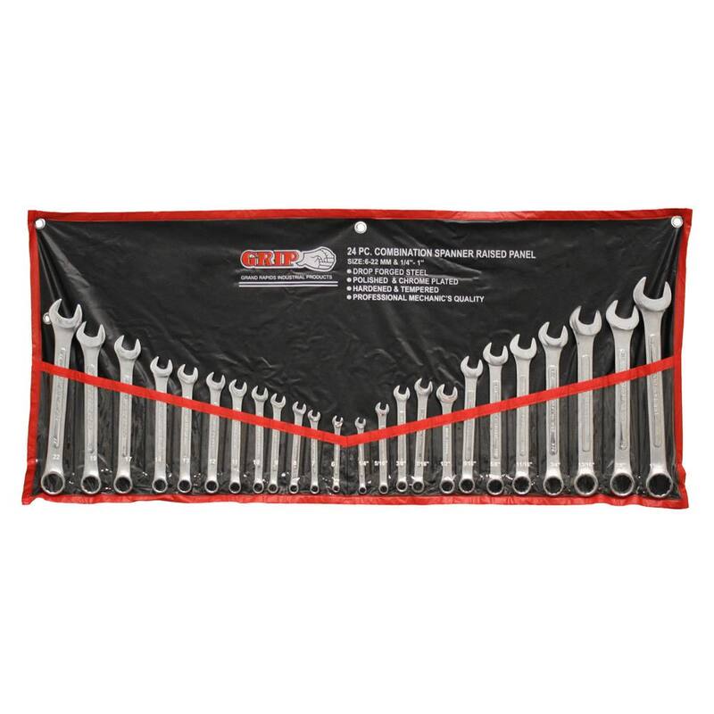 Juego de llaves de combinación cromadas Grand Rapids Industrial Products Grip MM/SAE (24 piezas) - 89358