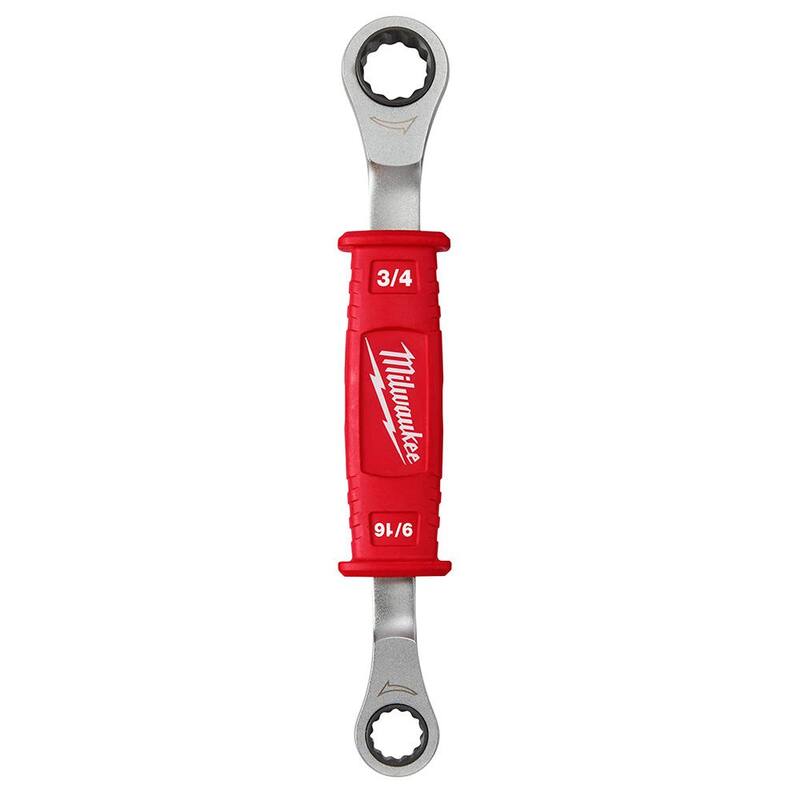 Llave de trinquete de alto apalancamiento para linieros de Milwaukee con cara lisa y llave de caja de trinquete aislada 2 en 1 para linieros (juego de 2 piezas) - 48-22-9213-48-22-9211