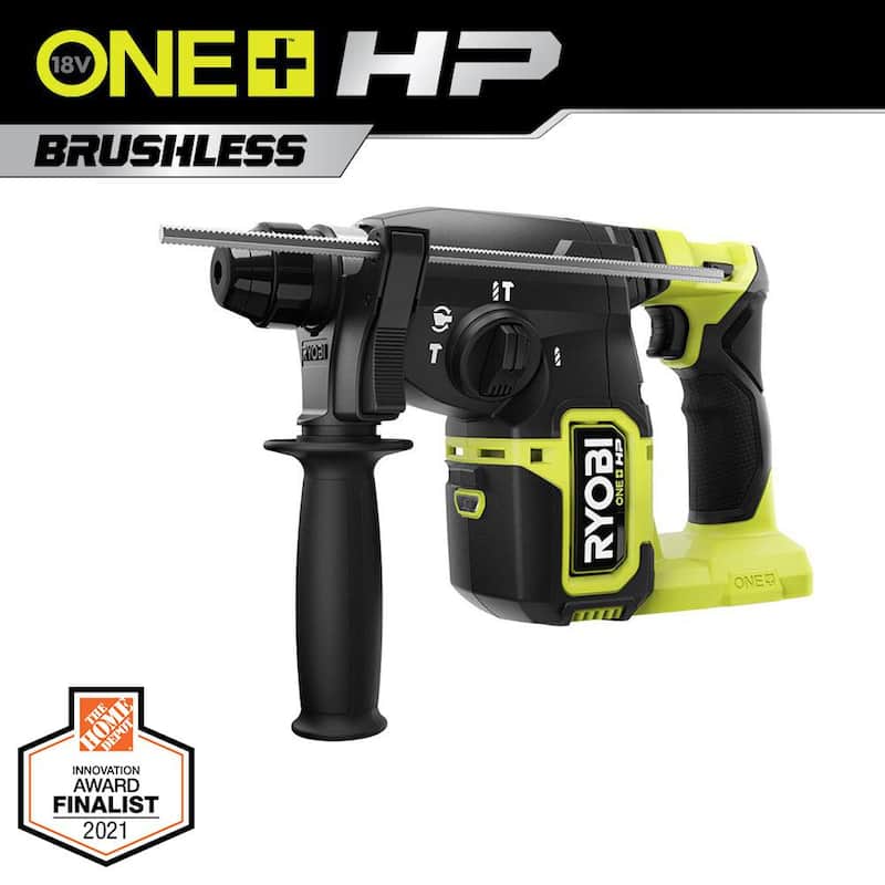 RYOBI ONE+ HP 18V Taladro rotativo de martillo sin escobillas inalámbrico de 1 pulgada SDS-Plus (Herramienta Únicamente) - P223
