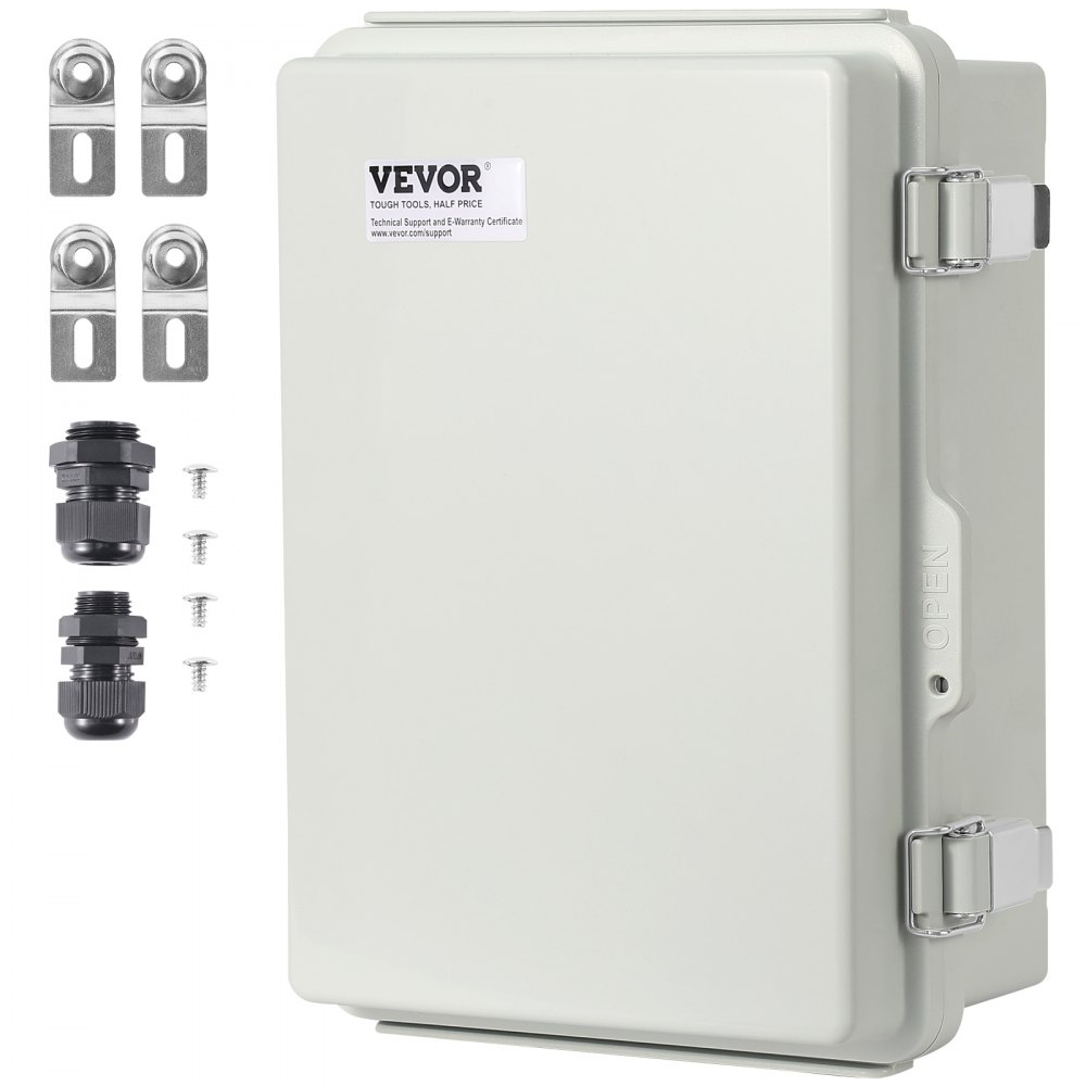 VEVOR Outdoor Electrical Junction Box, 11.81 x 7.87 x 7.08 in, ABS Plastic Electrical Enclosure Box with Hinged Cover Stainless Steel Latch, IP67 Dustproof Waterproof for Outdoor Electrical Projects - SLJXHABS12X86XOWLV0