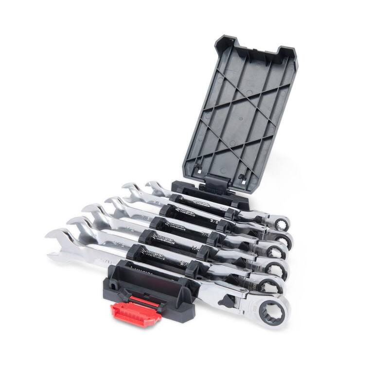 Juego de llaves combinadas Husky de 100 posiciones con trinquete y bloqueo flexible cromado (6 piezas) - H100CFLRW6PCSAE.