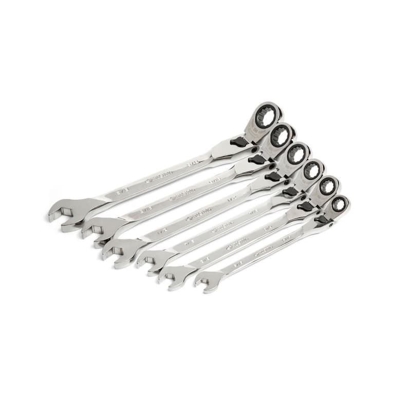 Juego de llaves combinadas Husky de 100 posiciones con trinquete y bloqueo flexible cromado (6 piezas) - H100CFLRW6PCSAE.