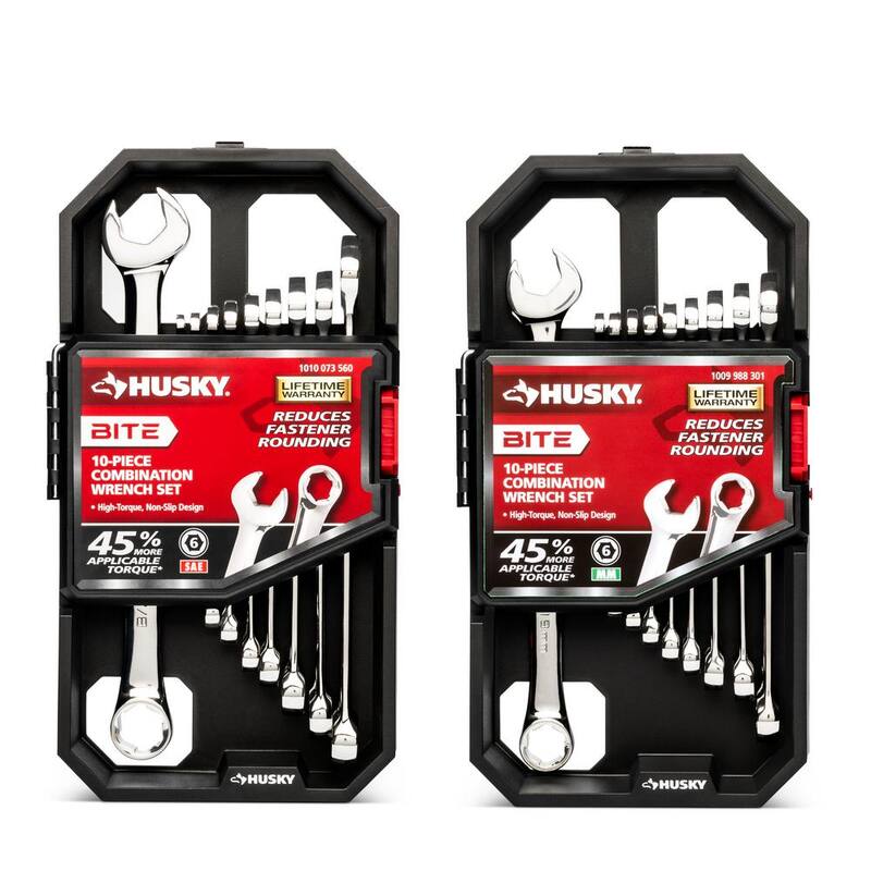 Juego de llaves combinadas Husky BITE SAE y métricas (20 piezas) - HBCW20XLSMCB