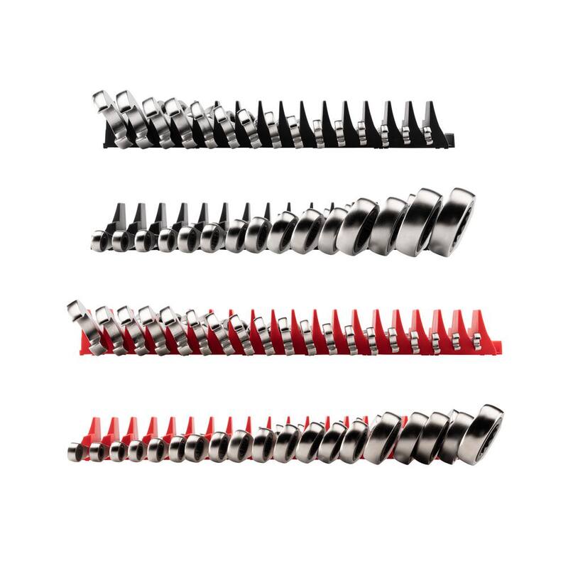 Set de llaves combinadas reversibles de trinquete de 12 puntos TEKTON de 34 piezas (1/4-1 pulg, 6-24 mm) con organizador modular ranurado - WRC94305.