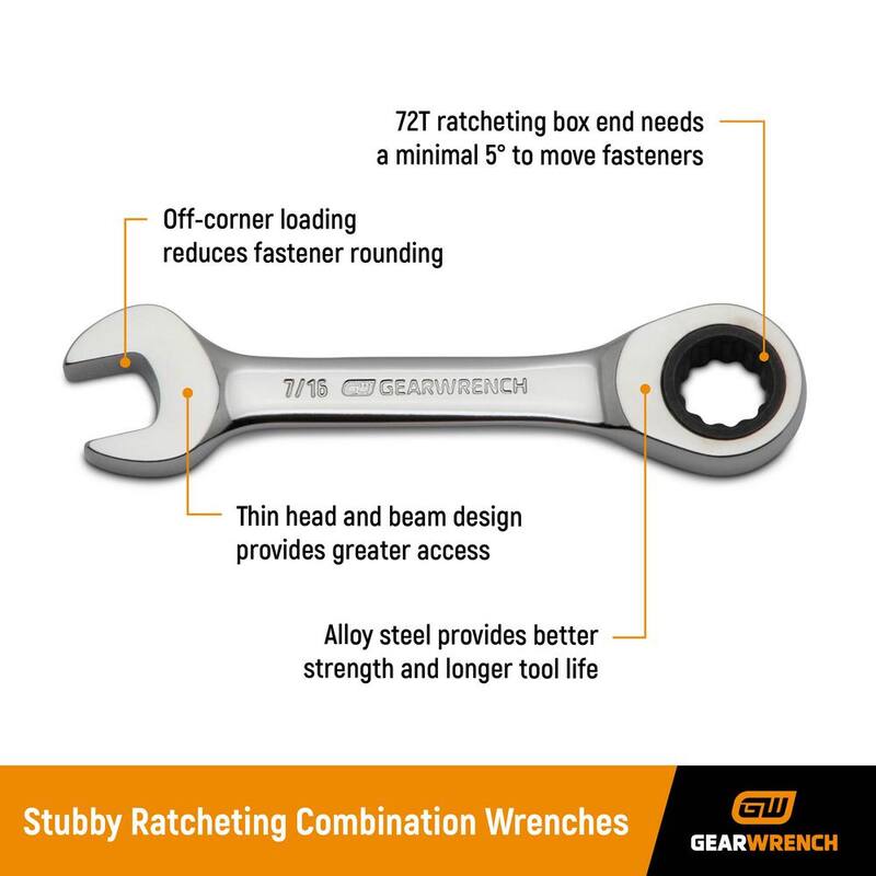 Juego de herramientas de llave mixta con cabezal flexible y trinquete de 72 dientes en métrico de GEARWRENCH (10 piezas) - 9550