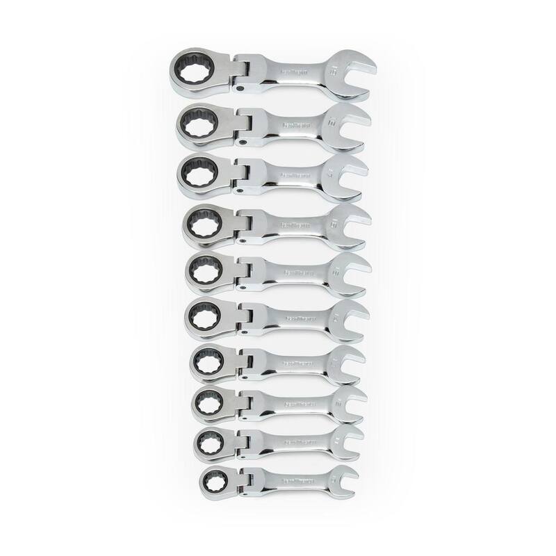 Juego de herramientas de llave mixta con cabezal flexible y trinquete de 72 dientes en métrico de GEARWRENCH (10 piezas) - 9550
