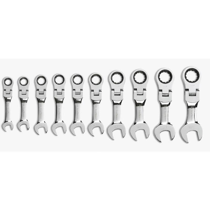 Juego de herramientas de llave mixta con cabezal flexible y trinquete de 72 dientes en métrico de GEARWRENCH (10 piezas) - 9550